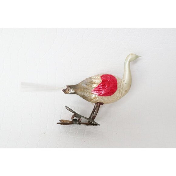 Antique Mercury Glass Bird Clip On Long Neck Bird Ornament  Christmas Ornament - Picture 3 of 6